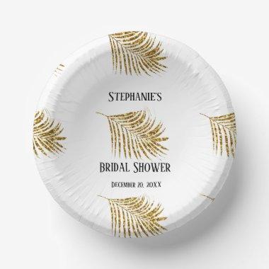 Glittery Gold Palm Tree Leaf Wedding  Paper Bowls