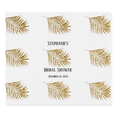 Glittery Gold Palm Tree Leaf Wedding  Sparkling Wine Label