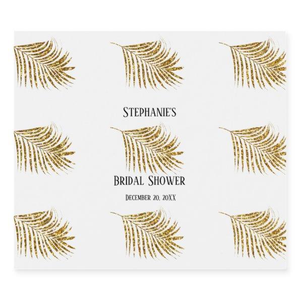 Glittery Gold Palm Tree Leaf Wedding  Sparkling Wine Label