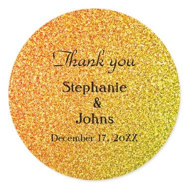 Glittery Gold Wedding Favor Label Cool Thank You