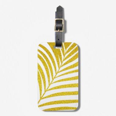 Glittery Golden Palm Tree Leaf Tropical Gift Favor Luggage Tag