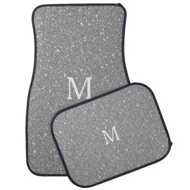 Glittery Grey White Gray Monogram Initial Custom Car Floor Mat