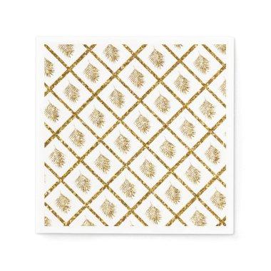 Glittery Palm Pattern Tropical Gold Wedding Cool Napkins