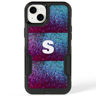 Glittery Pink Purple Ombre Abstract Monogram Gift OtterBox iPhone 14 Plus Case