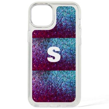 Glittery Pink Purple Ombre Abstract Monogram iPhone 15 Plus Case