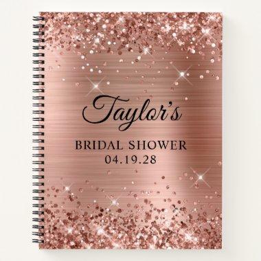 Glittery Rose Gold Foil Bridal Shower Guest Notebook