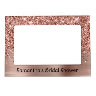 Glittery Rose Gold Glam Bridal Shower Magnetic Frame