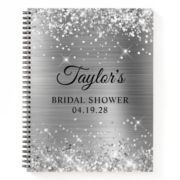 Glittery Silver Foil  Guest Notebook