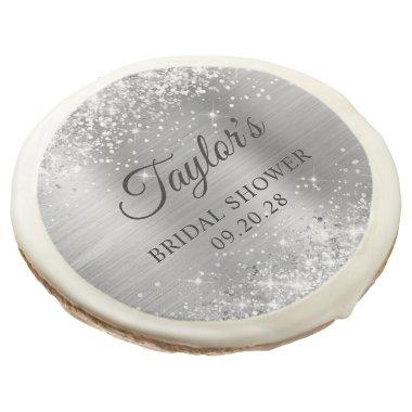 Glittery Silver Foil Bridal Shower Sugar Cookie