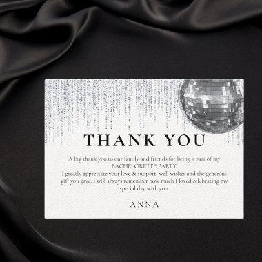 Glitz & Glam Disco Themed Bachelorette Thank You Invitations