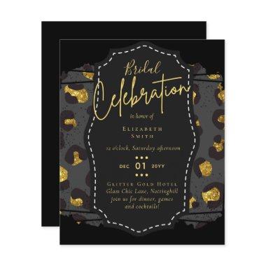 Glitzy Black Gold Bridal Shower Theme Invitations