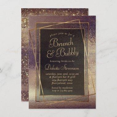 Glitzy Foil | Golden Bronze Copper Bubbly Brunch Invitations