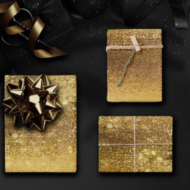 Glitzy Foil | Golden Bronze Copper Faux Sparkle Wrapping Paper Sheets
