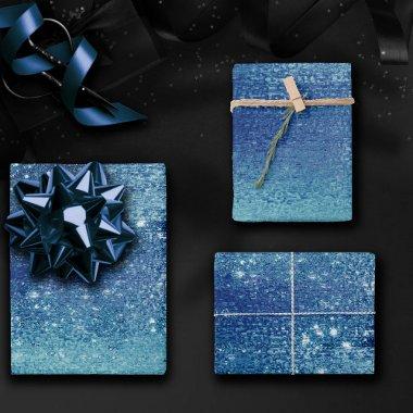 Glitzy Foil | Ice Blue Faux Iridescent Shimmer Wrapping Paper Sheets