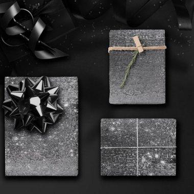Glitzy Foil | Platinum Silver Faux Chrome Shimmer Wrapping Paper Sheets