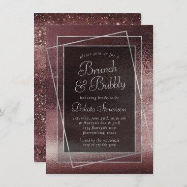 Glitzy Foil | Rose Gold Blush Glam Bubbly Brunch Invitations
