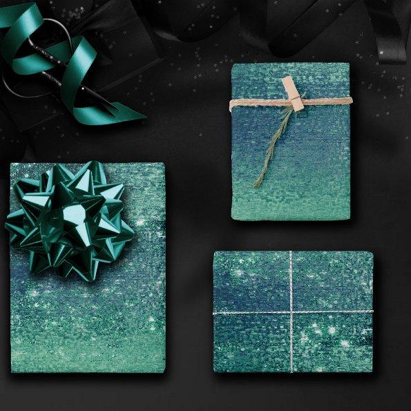 Glitzy Foil | Seafoam Iridescent Green Faux Shine Wrapping Paper Sheets