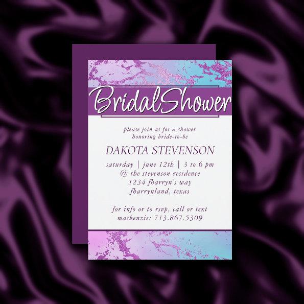 Glitzy Marble | Pink Blue and Purple Bridal Shower Invitations