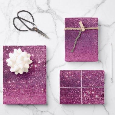 Glitzy Minimalist | Fuchsia Rose Metallic Sparkle Wrapping Paper Sheets