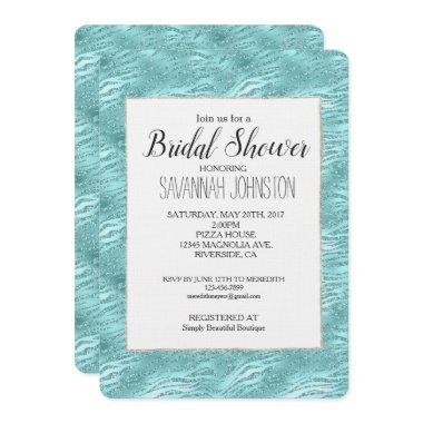 Glitzy Mint Zebra Print