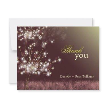 Glitzy Twilight Dandelions Wedding Thank You