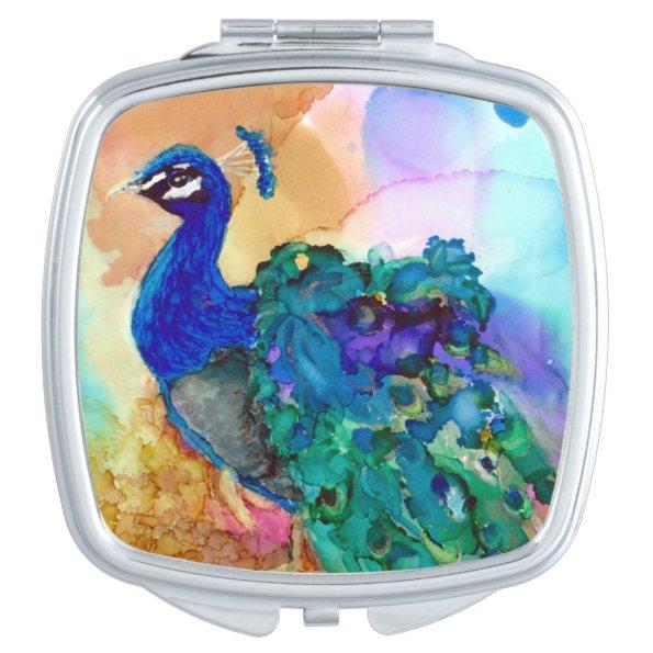Glorious Peacock Compact Mirror