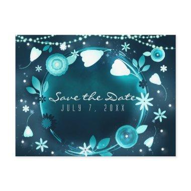 Glowing Flowers Night Garden Wedding Save the Date Announcement PostInvitations