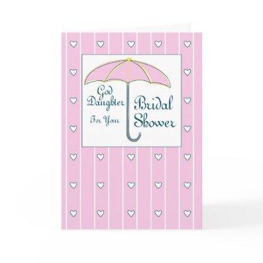 Goddaughter, Bridal Shower Pink Umbrella Thank You Invitations