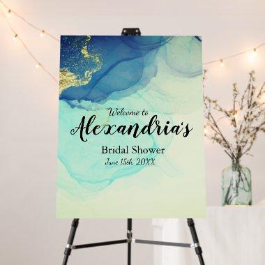Gold Agate Blue Abstract Watercolor  Foam Board