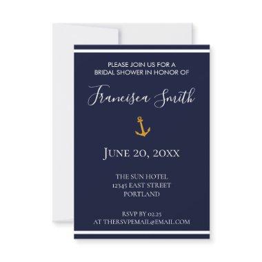Gold Anchor Nautical Navy Blue