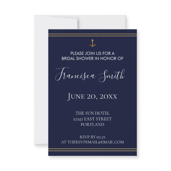 Gold Anchor Nautical Navy Blue