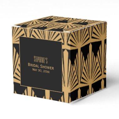 Gold and Black Art Deco Pattern Bridal Shower Favor Boxes