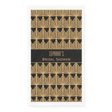 Gold and Black Art Deco Pattern Bridal Shower Paper Guest Towels