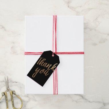 Gold and Black Hand Lettering Thank You Gift Tag