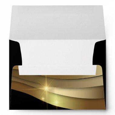Gold And Black Minimalist Modern Trendy Chic Envelope