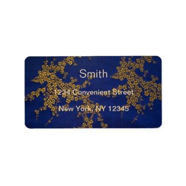 Gold And Blue Floral Return Address Label