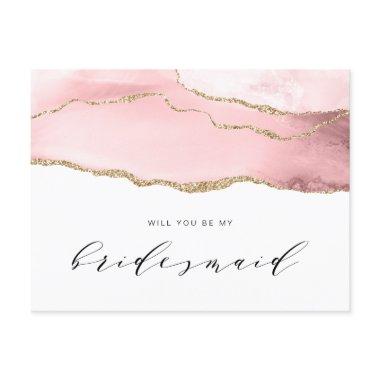 gold and blush agate will you be my Bridesmaid Invitation Post