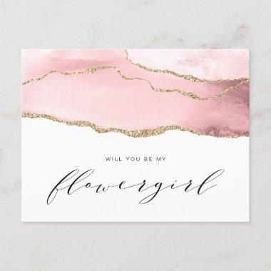 gold and blush agate will you be my flowergirl invitation postInvitations