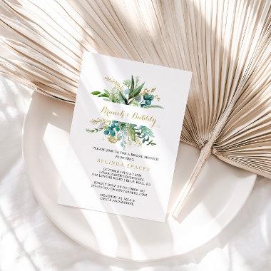 Gold and Eucalyptus Brunch & Bubbly Bridal Shower Invitations