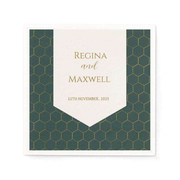 Gold And Green Gold 1920s Vintage Wedding Art Deco Napkins