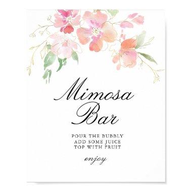 gold and pink floral  mimosa bar sign