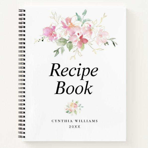 gold and pink floral Recipe Book