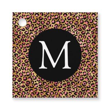 Gold and Pink Leopard Print Monogram Favor Tags