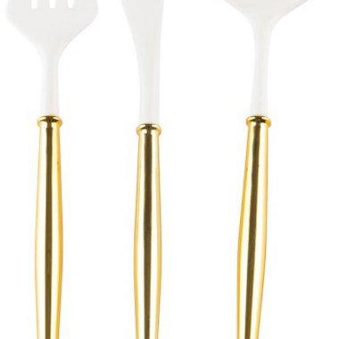 Gold and White Bella Plastic Cutlery