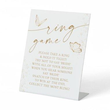 Gold And White Butterfly  Ring Game Pedestal Sign