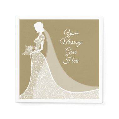 Gold and White Elegant Lace Gown  Napkins