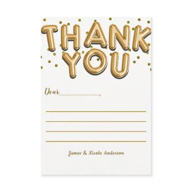 Gold Balloons Confetti Dots Modern Thank You
