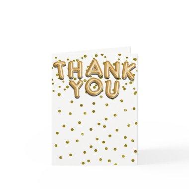 Gold Balloons Confetti Dots Modern Thank You Invitations