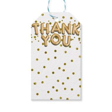 Gold Balloons & Confetti Dots Thank You Modern Gift Tags