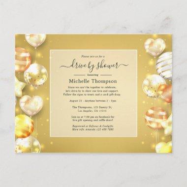 Gold Balloons Drive By Shower PostInvitations